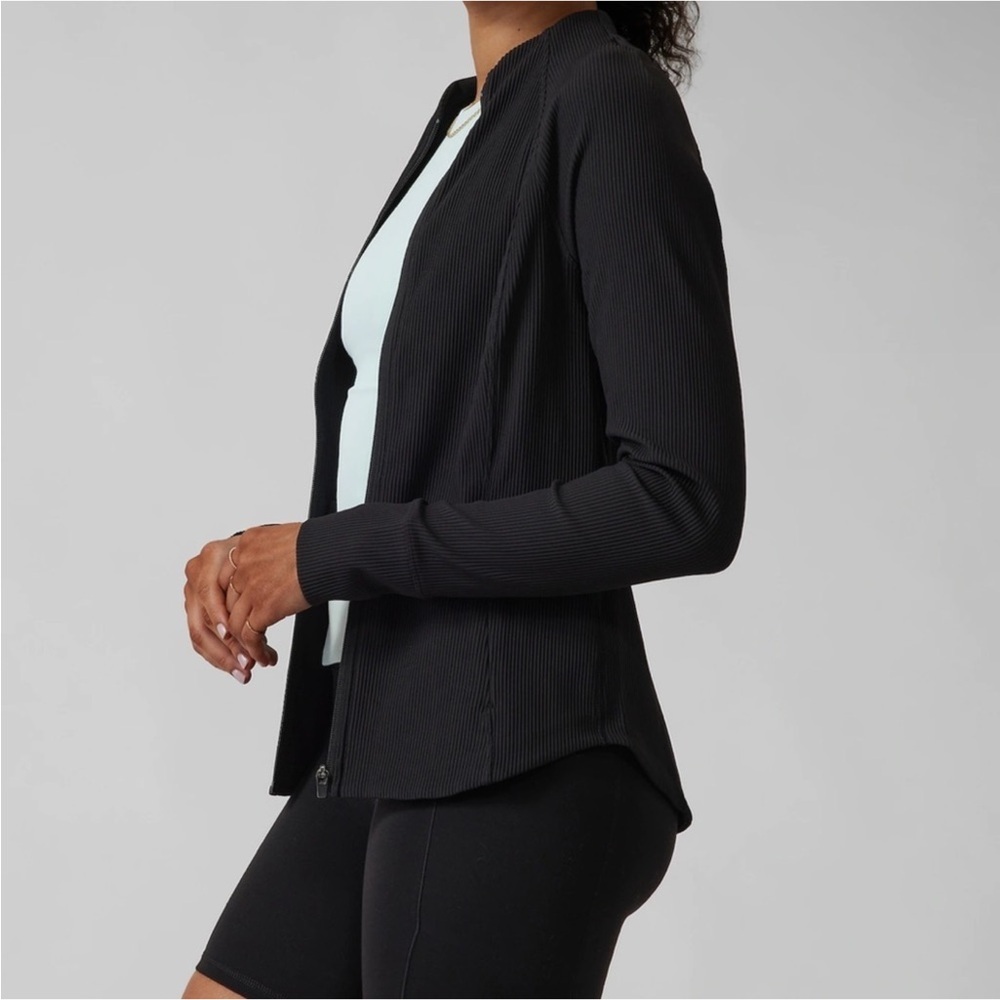 Athleta Salutation Ribbed Jacket Black Small/Petite - Picture 2 of 9